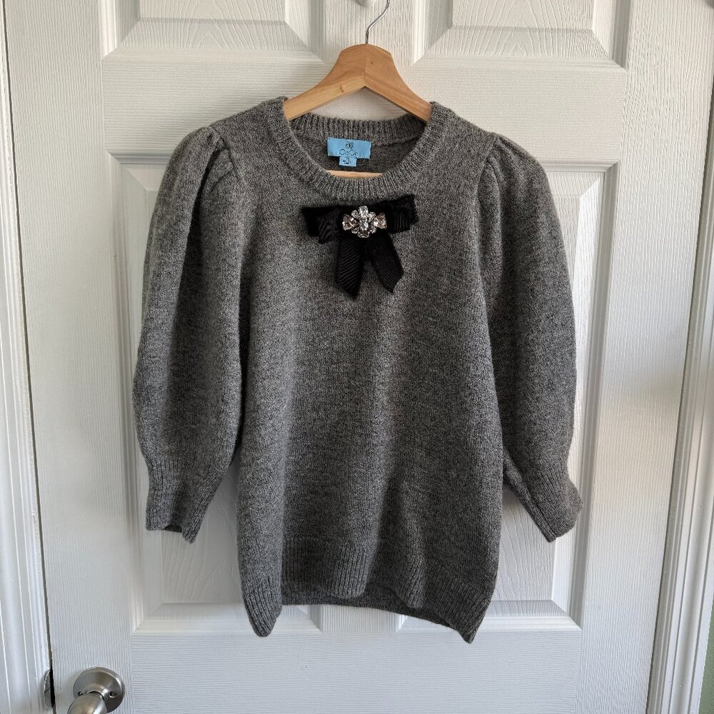 Cece Women's Long Sleeve Sweater Preppy Jewel Bow Detail size XS